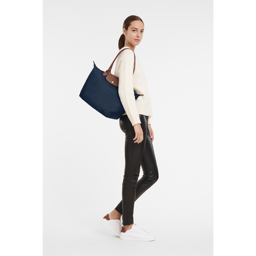 Longchamp Le Pliage Original L Canvas, Recycled canvas Women's Shoulder Bags Blue | 239-RQZNCW