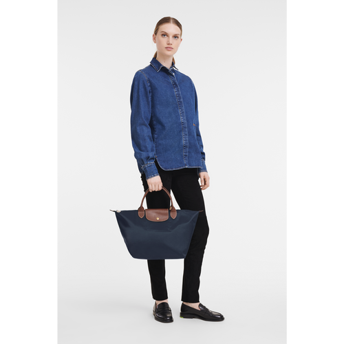 Longchamp Le Pliage Original M Canvas, Recycled canvas Women's Top-handle Bags Blue | 804-VJZOQD