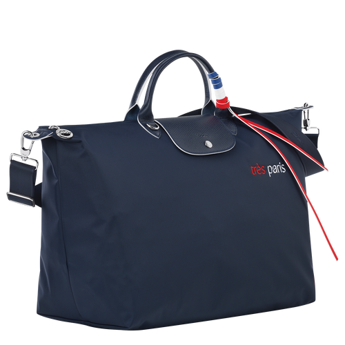 Longchamp Le Pliage Très Paris L Canvas, Recycled canvas Women's Travel Bags Blue | 058-WXUJNB