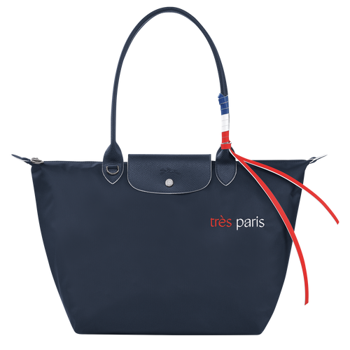 Longchamp Le Pliage Très Paris L Canvas, Recycled canvas Women\'s Shoulder Bags Blue | 079-YJESMH