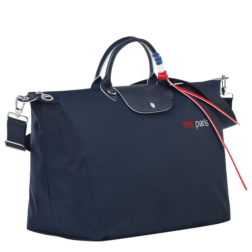 Longchamp Le Pliage Très Paris L Canvas, Recycled canvas Men's Travel Bags Blue | 975-TOUIAV