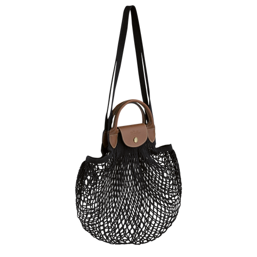 Longchamp Le Pliage filet Canvas Women's Shoulder Bags Black | 648-MXLCEW