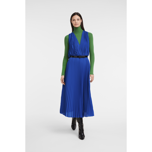 Longchamp Long Fall-Winter 2022 Collection Synthetic Fibres Women's Dress Blue | 249-TBPOKW