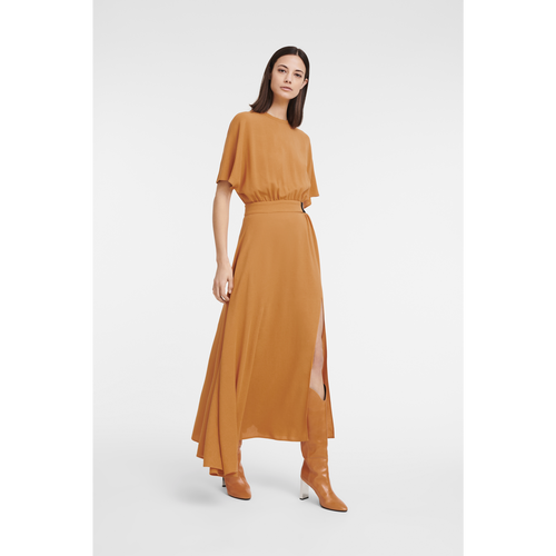 Longchamp Long Fall-Winter 2022 Collection Wool Women's Dress Orange | 876-ZMUFAG