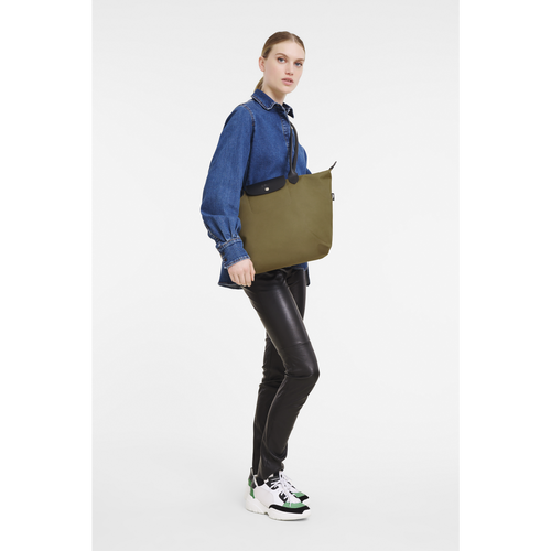 Longchamp Long Le Pliage Energy Canvas, Recycled canvas Women's Shoulder Bags Green | 064-YZLFJK