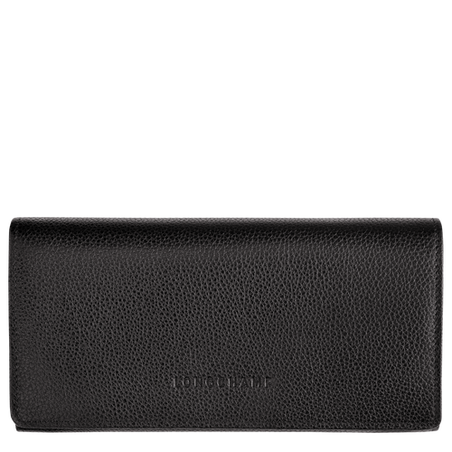 Longchamp Long continental Le Foulonné Leather Women\'s Wallets Black | 659-SLUBFV