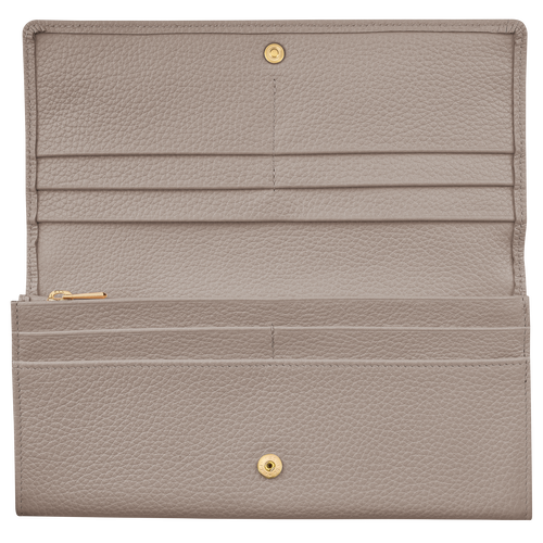 Longchamp Long continental Le Foulonné Leather Women's Wallets Grey | 713-MWEYHC