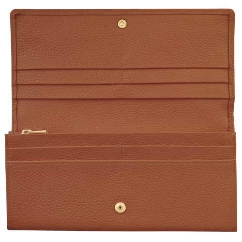 Longchamp Long continental Le Foulonné Leather Women's Wallets Brown | 816-TOGIPL