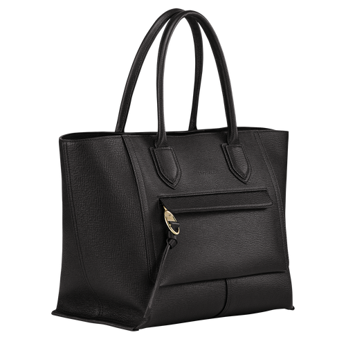 Longchamp Mailbox L Leather Women's Top-handle Bags Black | 295-VMUDKB