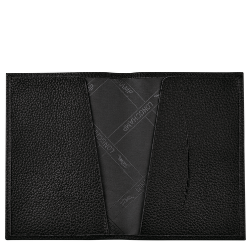 Longchamp Passport cover Le Foulonné Leather Men's Pouches Black | 521-OKXTCA