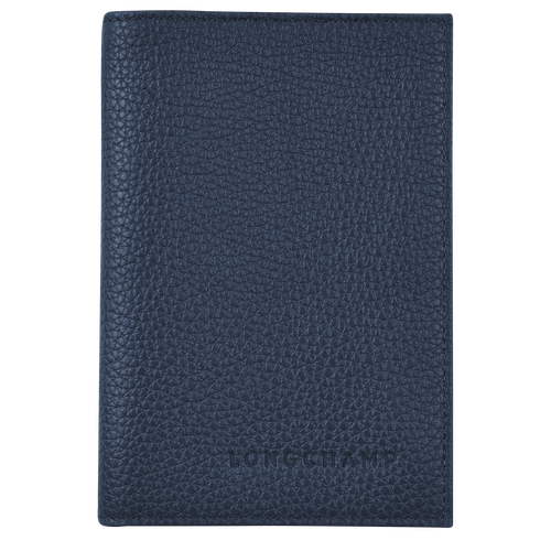 Longchamp Passport cover Le Foulonné Leather Women\'s Pouches Blue | 589-TKVEMW