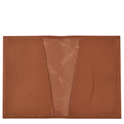 Longchamp Passport cover Le Foulonné Leather Women's Pouches Brown | 975-POQXLA