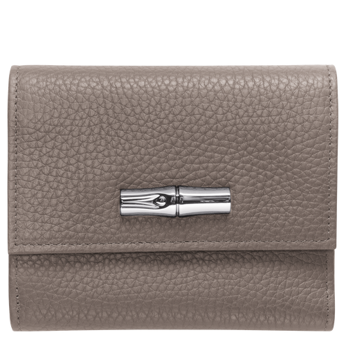 Longchamp Roseau Essential Leather Women\'s Compact Wallets Grey | 125-WRUXIG