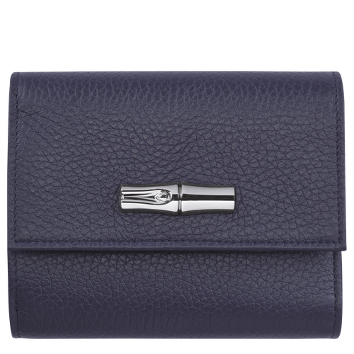 Longchamp Roseau Essential Leather Women\'s Compact Wallets Blue | 385-AGFDCR