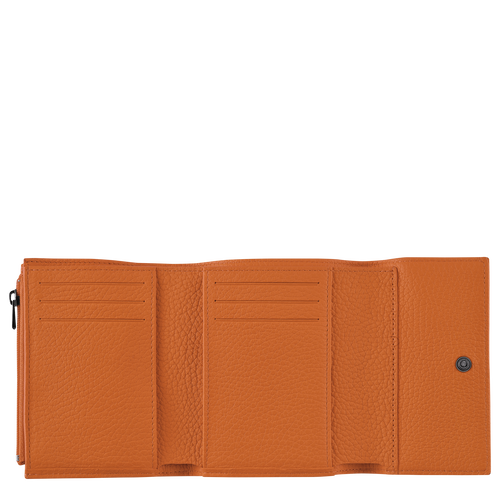 Longchamp Roseau Essential Leather Women's Compact Wallets Orange | 617-GIOEPD