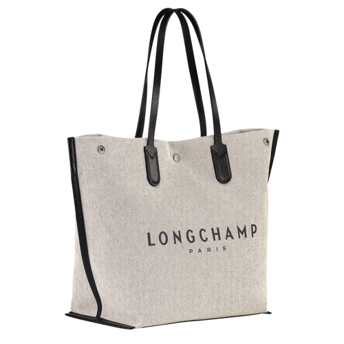 Longchamp Roseau L Canvas Women's Shoulder Bags Beige | 785-PGBQKD