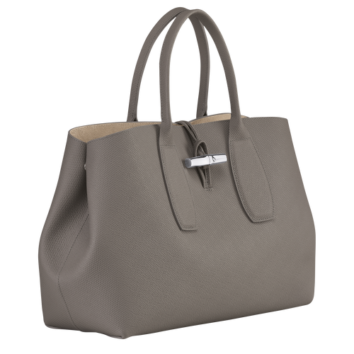 Longchamp Roseau L Leather Women's Top-handle Bags Grey | 649-EZNDMP