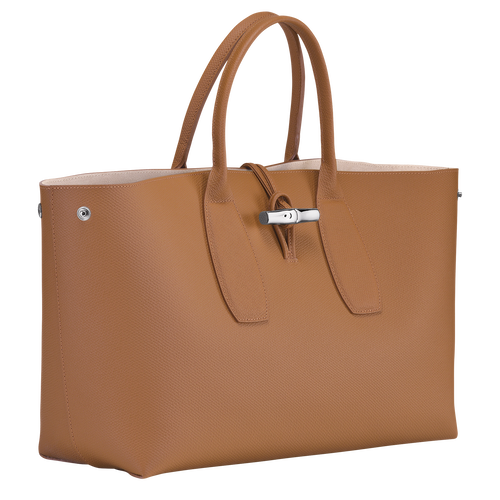 Longchamp Roseau L Leather Women's Top-handle Bags Beige | 761-YCLMPZ