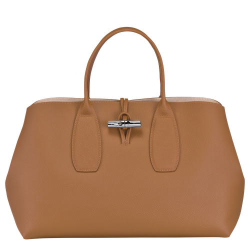 Longchamp Roseau L Leather Women\'s Top-handle Bags Beige | 761-YCLMPZ