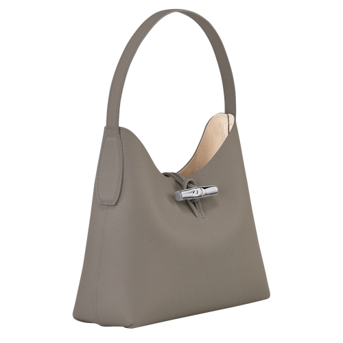 Longchamp Roseau M Leather Women's Shoulder Bags Grey | 083-TBGLNO