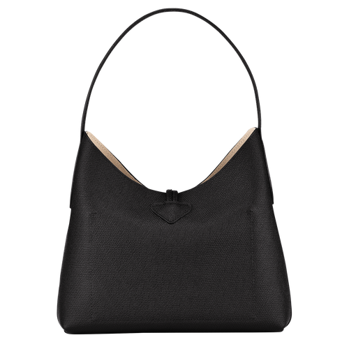 Longchamp Roseau M Leather Women's Shoulder Bags Black | 523-XFNDLY