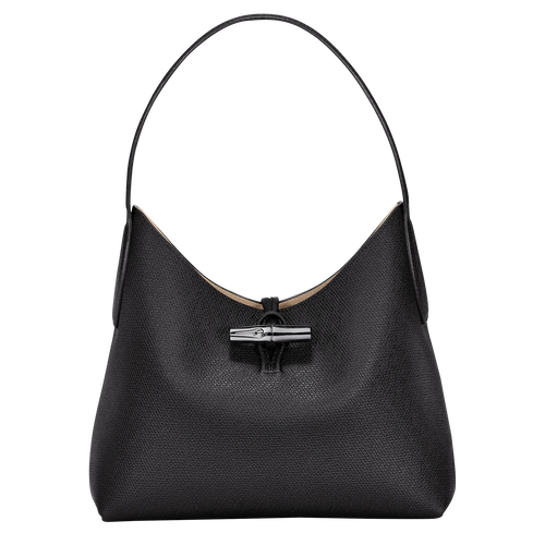 Longchamp Roseau M Leather Women\'s Shoulder Bags Black | 523-XFNDLY