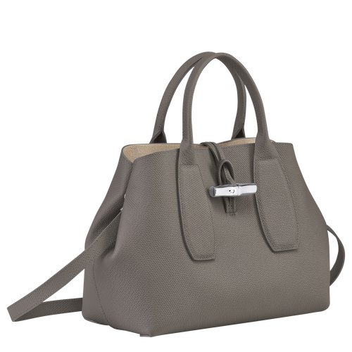 Longchamp Roseau M Leather Women's Top-handle Bags Grey | 184-DJRWQM