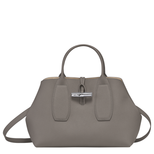 Longchamp Roseau M Leather Women\'s Top-handle Bags Grey | 184-DJRWQM