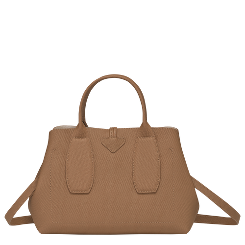 Longchamp Roseau M Leather Women's Top-handle Bags Beige | 209-PQDSLU