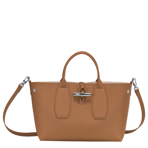 Longchamp Roseau M Leather Women's Top-handle Bags Beige | 209-PQDSLU