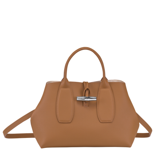 Longchamp Roseau M Leather Women\'s Top-handle Bags Beige | 209-PQDSLU