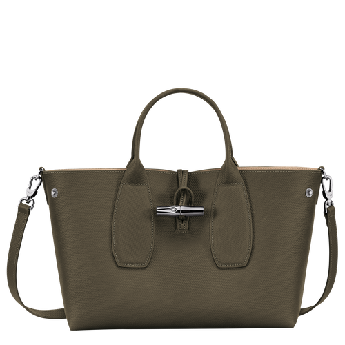 Longchamp Roseau M Leather Women's Top-handle Bags Green | 280-LMSYEB