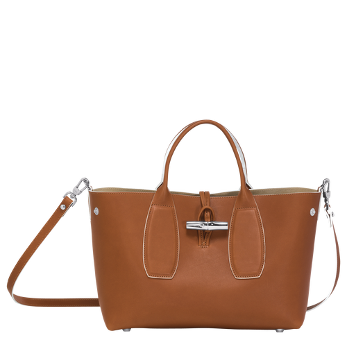 Longchamp Roseau M Leather Women's Top-handle Bags Brown | 618-ULDMIF