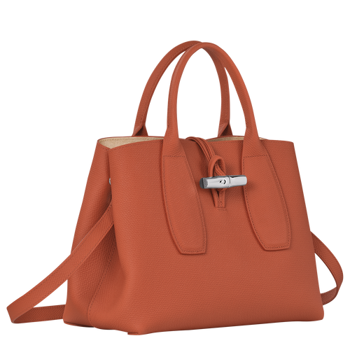 Longchamp Roseau M Leather Women's Top-handle Bags Orange | 835-DGSNVB