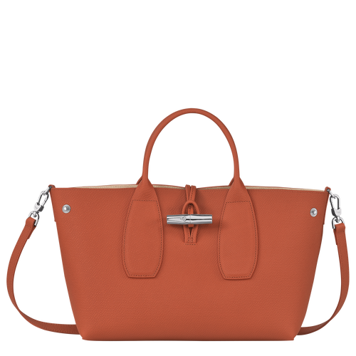 Longchamp Roseau M Leather Women's Top-handle Bags Orange | 835-DGSNVB