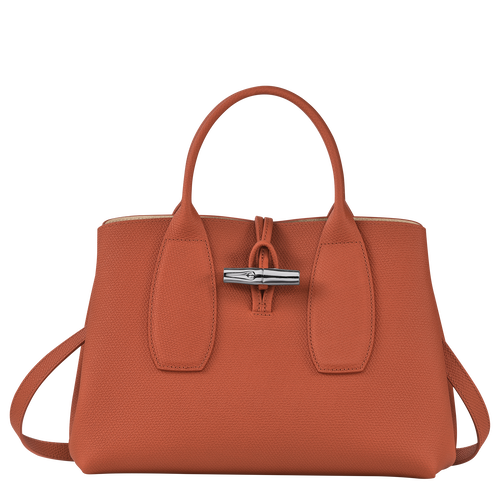 Longchamp Roseau M Leather Women\'s Top-handle Bags Orange | 835-DGSNVB