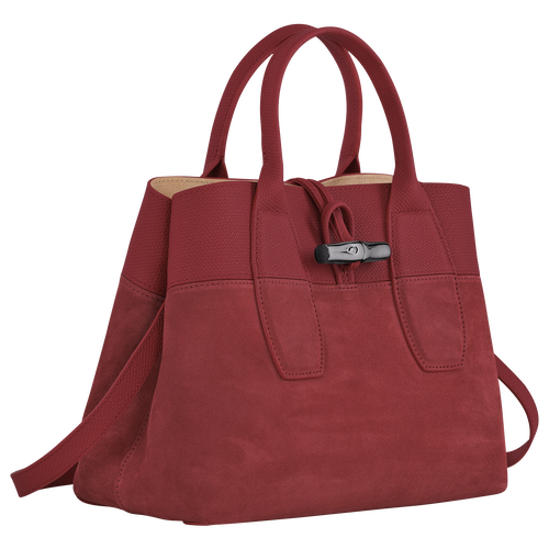 Longchamp Roseau M Leather Women's Top-handle Bags Red | 973-SOTBRE