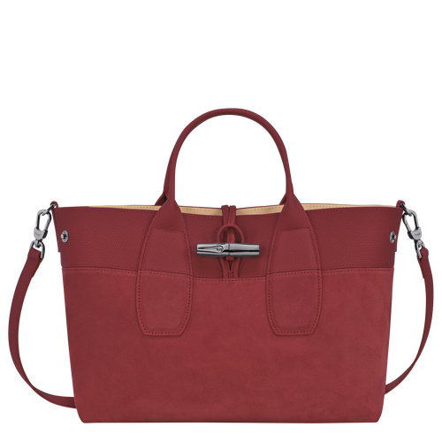 Longchamp Roseau M Leather Women's Top-handle Bags Red | 973-SOTBRE