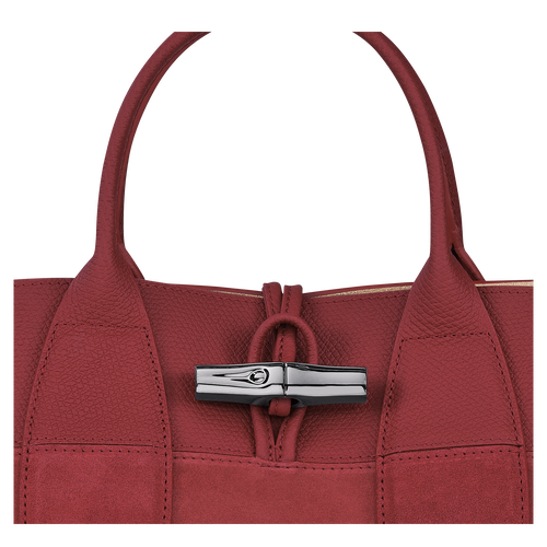 Longchamp Roseau M Leather Women's Top-handle Bags Red | 973-SOTBRE