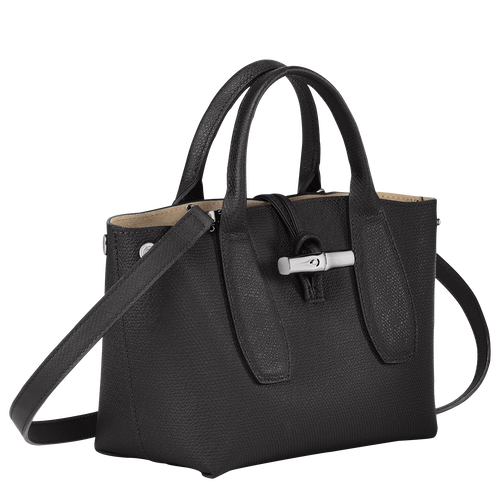 Longchamp Roseau S Leather Women's Top-handle Bags Black | 183-KSPTUL