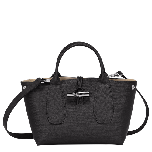 Longchamp Roseau S Leather Women\'s Top-handle Bags Black | 183-KSPTUL