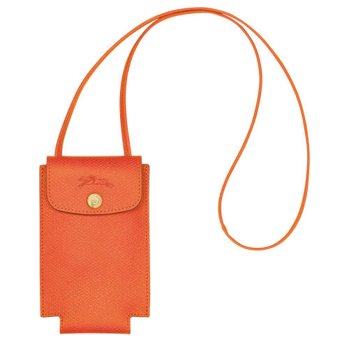 Longchamp épure Leather Women\'s Phone Case Orange | 201-FUNJVR