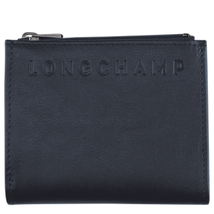 Longchamp 3D Leather Women's Compact Wallets Blue | 730-CUVAXB