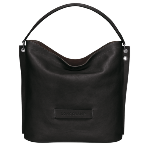 Longchamp 3D Leather Women's Shoulder Bags Black | 364-MESQKN