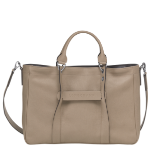 Longchamp 3D M Leather Women's Top-handle Bags Beige | 169-UIYQGV