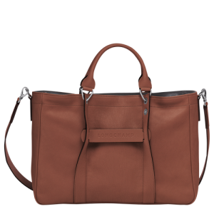 Longchamp 3D M Leather Women's Top-handle Bags Brown | 712-WDGEOX