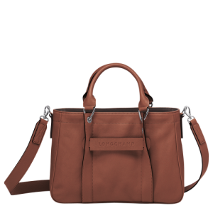 Longchamp 3D S Leather Women's Top-handle Bags Brown | 520-MULWNS