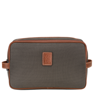 Longchamp Boxford Canvas Women's Toiletry Bags Brown | 798-ONLJUV