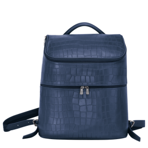 Longchamp Croco Block Leather Men's Backpacks Blue | 983-NESVHL