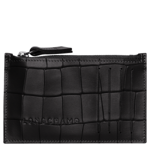 Longchamp Croco Block Leather Men's Coin Purses Black | 697-PWMJAO